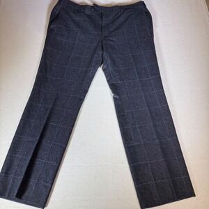Belvest Stanley Korshak Mens Luxury Gray Blue Wool Dress Pants Size 38 Italy